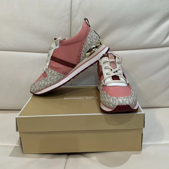 NIB MICHAEL KORS PINK WOMENS Dash Logo and Mesh Trainer SIZES 8.5, CINNAMON - Picture 1 of 14